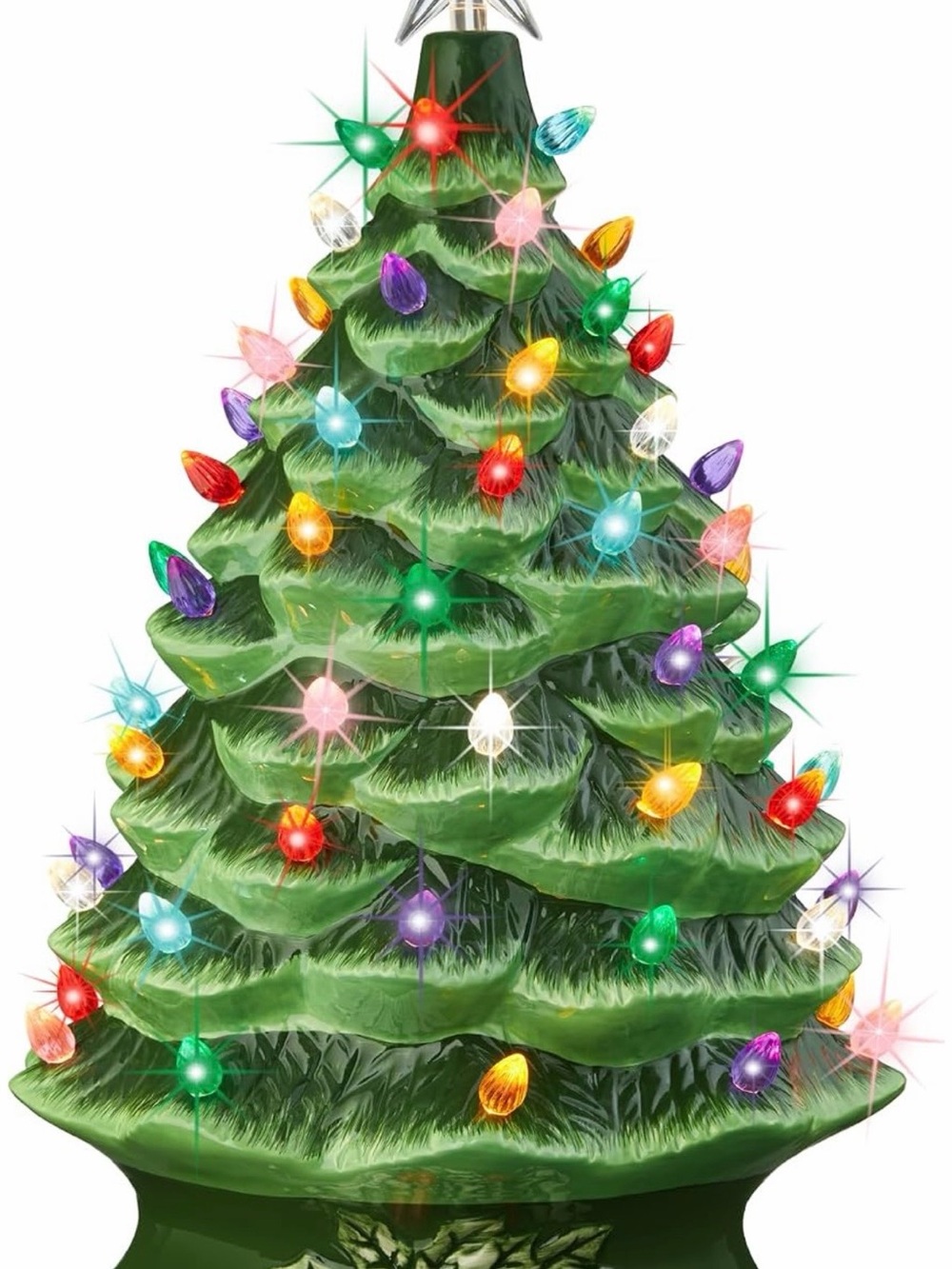 Multi-Color Ceramic Tree String Lights - Festive Multi-Color Bulbs